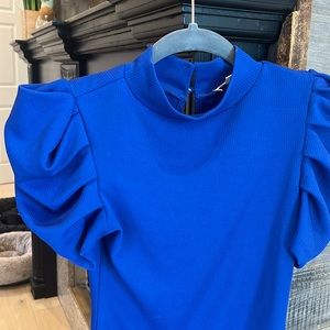 Blue Puff Sleeve Bodysuit